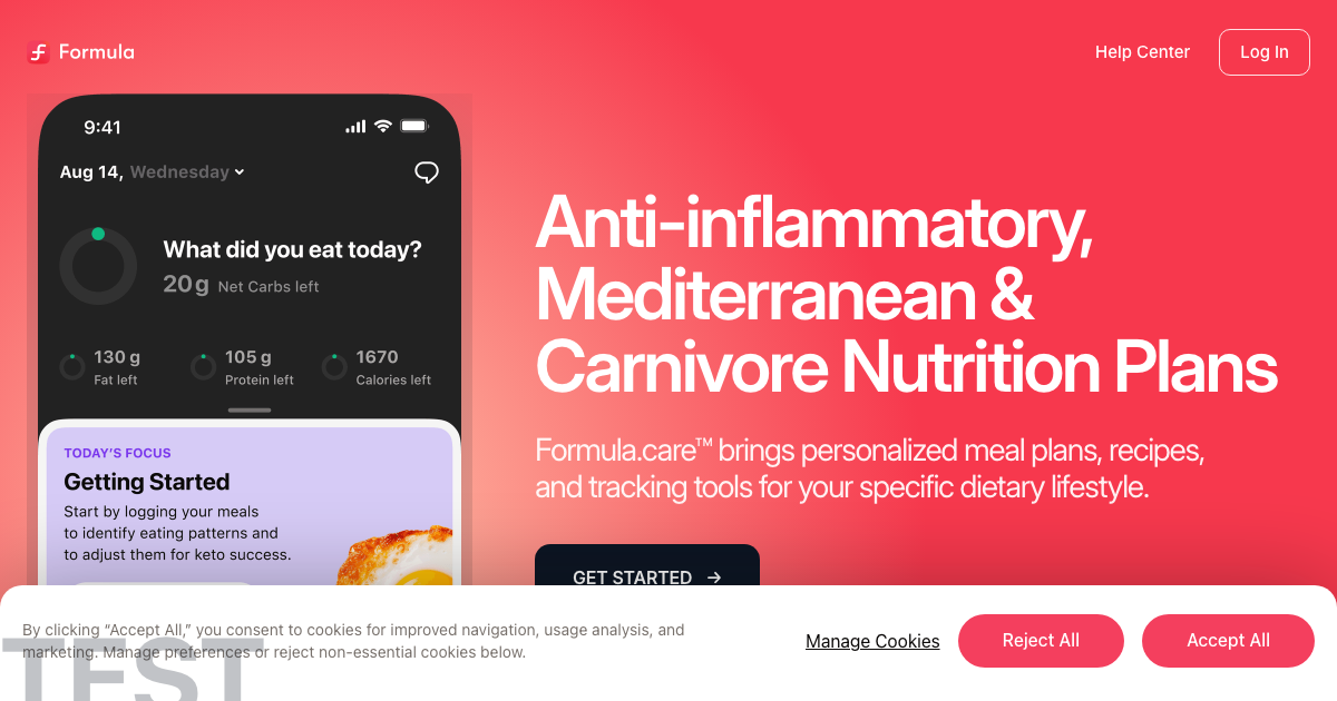 Screenshot of formula.care
